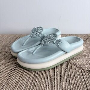 Tory Burch Sandal Size 7.5 Cloud Puff Sandal Sea Bubble / Cream / Fern EUC
